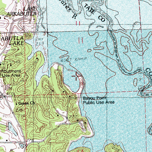 Topographic Map of Bayou Point Public Use Area, MS