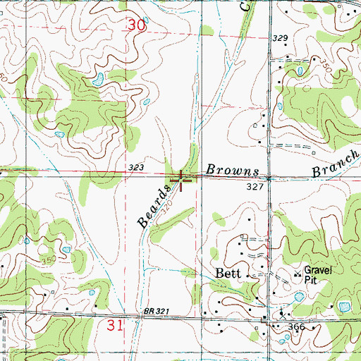 Topographic Map of Browns Branch, MS