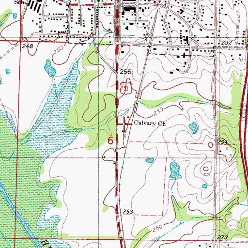 Topographic Map of Calvary Church, MS