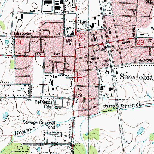 Topographic Map of Church of Christ, MS