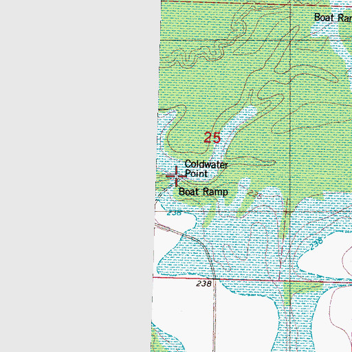 Topographic Map of Coldwater Point Public Use Area, MS