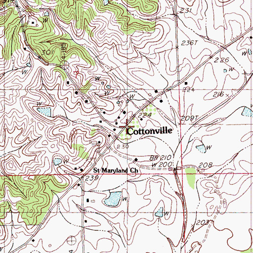Topographic Map of Cottonville, MS