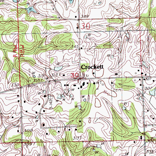 Topographic Map of Crockett, MS