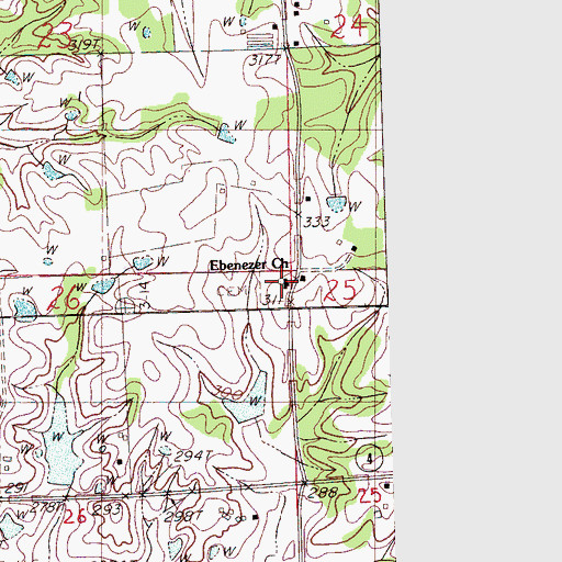 Topographic Map of Ebenezer Church, MS