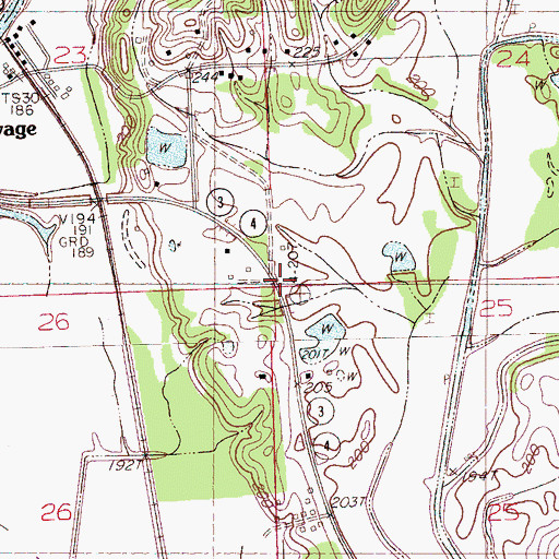 Topographic Map of Evansville, MS