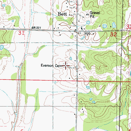 Topographic Map of Everson Cemetery, MS