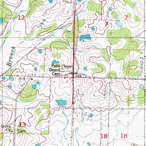 Topographic Map of Faith Chapel, MS