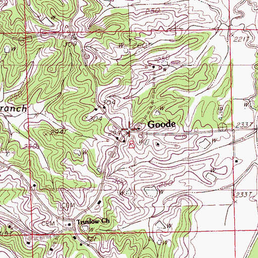 Topographic Map of Goode, MS