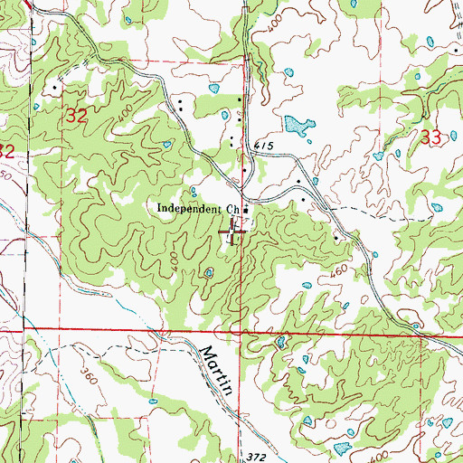Topographic Map of Independence Cemetery, MS