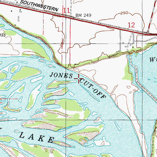 Topographic Map of Jones Cut-Off, AR