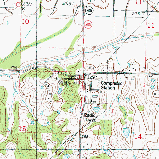 Topographic Map of Independence Church of Christ, MS