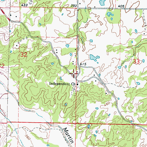 Topographic Map of Independence School (historical), MS