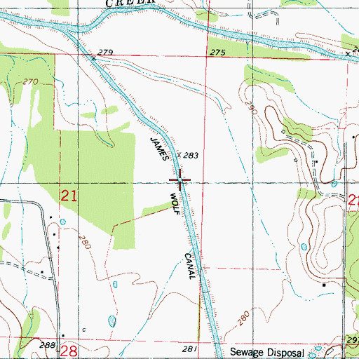 Topographic Map of James Wolf Canal, MS