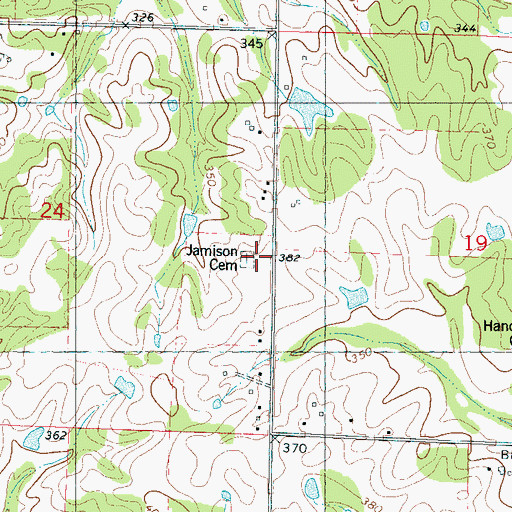 Topographic Map of Jamison Cemetery, MS
