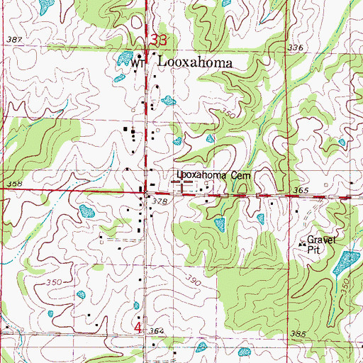 Topographic Map of Looxahoma Cemetery, MS