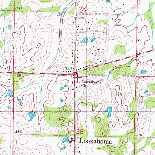 Topographic Map of Looxahoma Church, MS