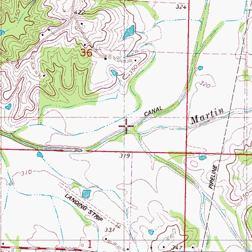 Topographic Map of Martin Dale Creek, MS