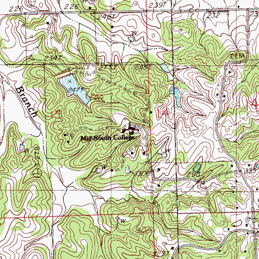Topographic Map of Mid-South College, MS
