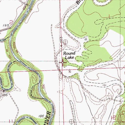 Topographic Map of Round Lake, MS