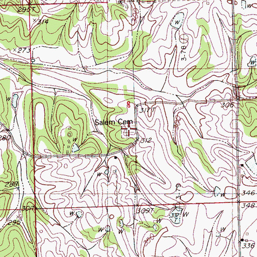 Topographic Map of Salem Cemetery, MS