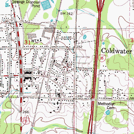 Topographic Map of Second Baptist Church, MS