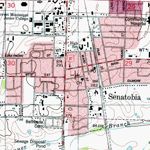 Topographic Map of Senatobia Christian Church, MS