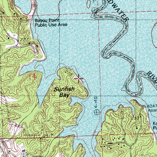 Topographic Map of Sunfish Bay Public Use Area, MS