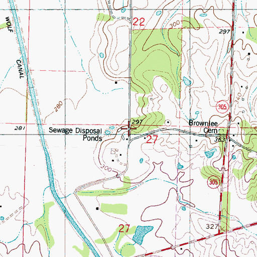 Topographic Map of Temperance Hall (historical), MS
