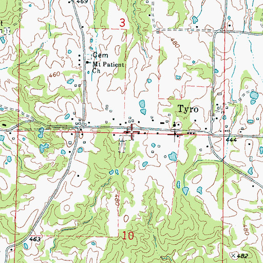 Topographic Map of Tyro School (historical), MS