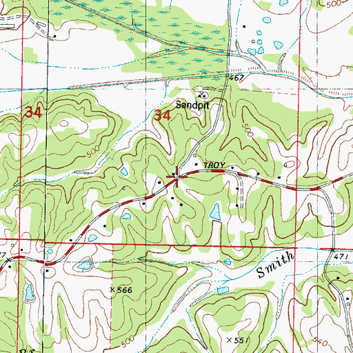 Topographic Map of Brooklyn (historical), MS