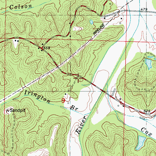 Topographic Map of Bullock (historical), MS