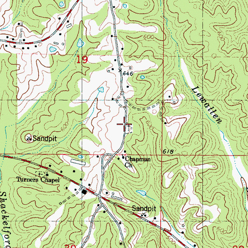 Topographic Map of Chapman Cemetery, MS