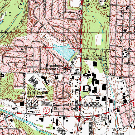 Topographic Map of Lakeshore Drive Baptist Church, AR