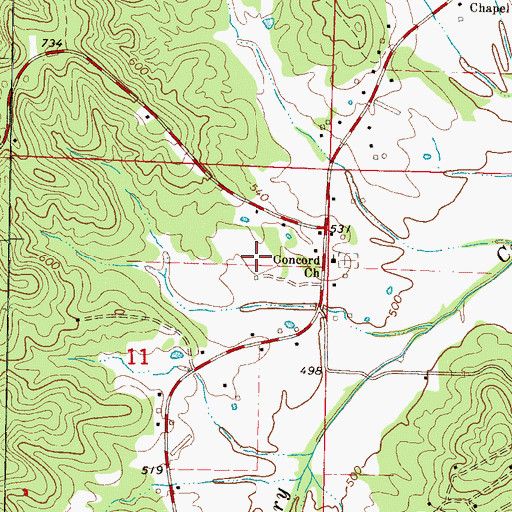 Topographic Map of Concord Cemetery, MS