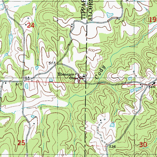 Topographic Map of Ebenezer Cemetery, MS