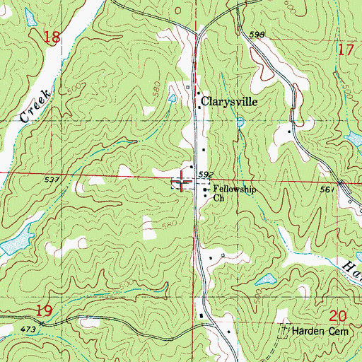 Topographic Map of Fellowship Cemetery, MS