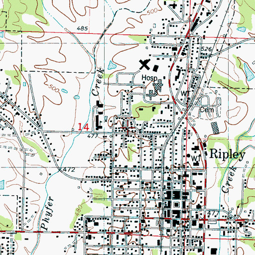 Topographic Map of First United Pentecostal Church, MS