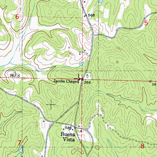 Topographic Map of Jacobs Chapel, MS