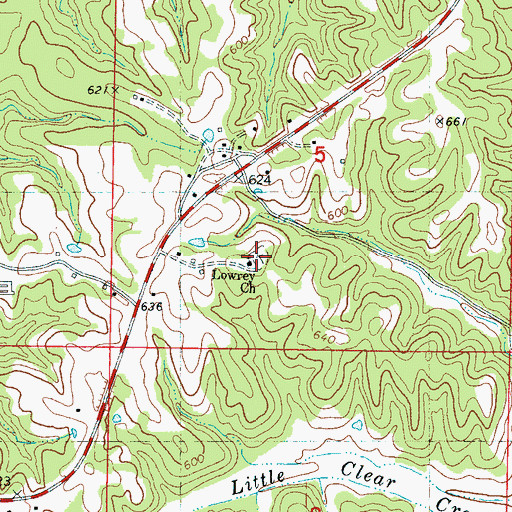 Topographic Map of Lowrey Cemetery, MS