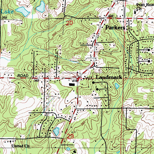 Topographic Map of Landmark, AR