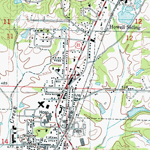 Topographic Map of North Ripley Baptist Church, MS