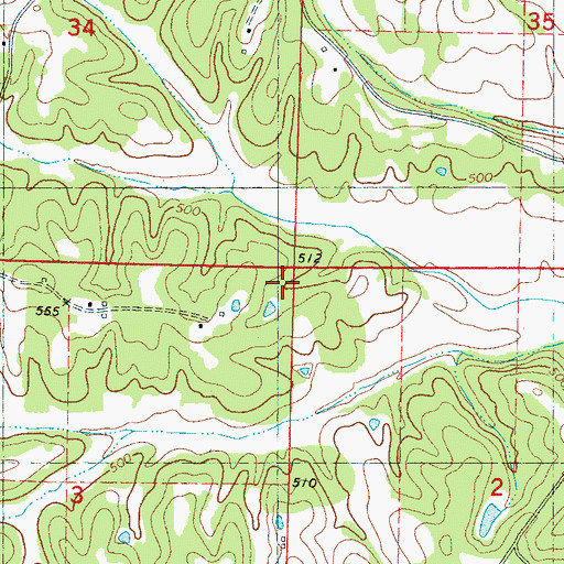 Topographic Map of Ocala (historical), MS