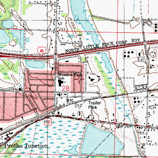 Topographic Map of Lansbrook, AR