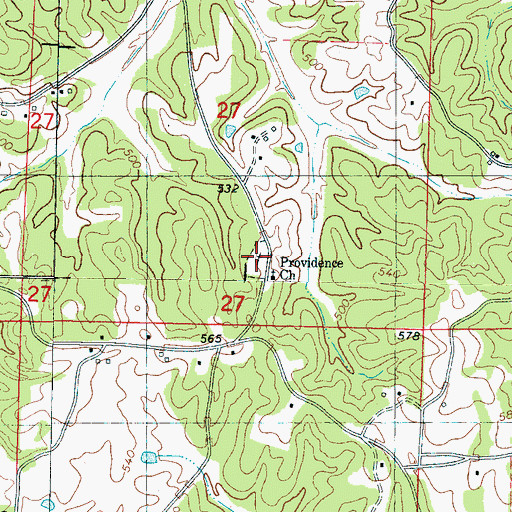 Topographic Map of Providence Cemetery, MS