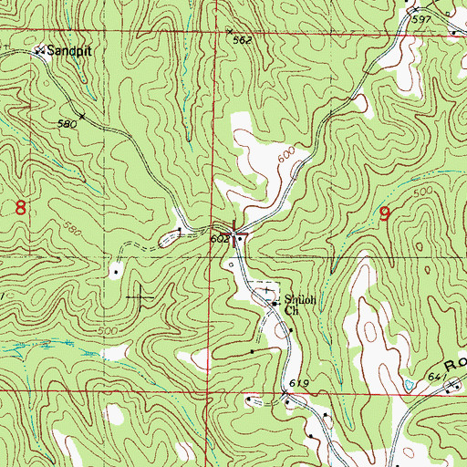 Topographic Map of Shiloh (historical), MS