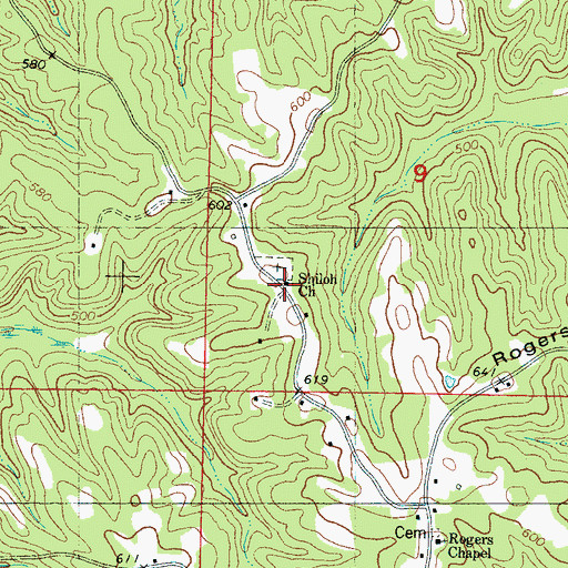 Topographic Map of Shiloh Church, MS