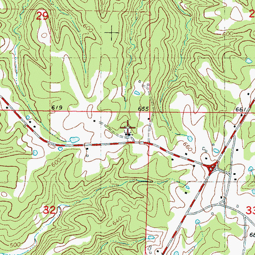 Topographic Map of Spout Springs Cemetery, MS
