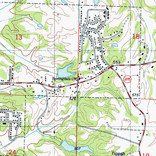 Topographic Map of Springdale Church, MS