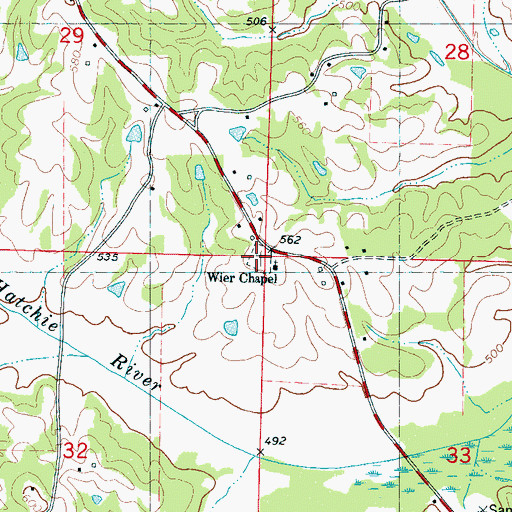 Topographic Map of Wiers Chapel Cemetery, MS