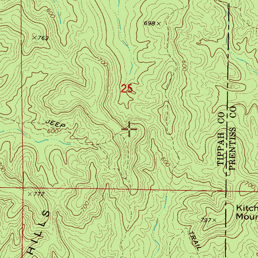 Topographic Map of Yanco (historical), MS